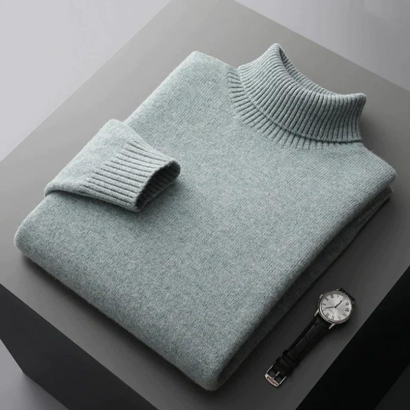 Men's Merino Wool Turtleneck Jumper – Soft Lightweight Layer – view 4
