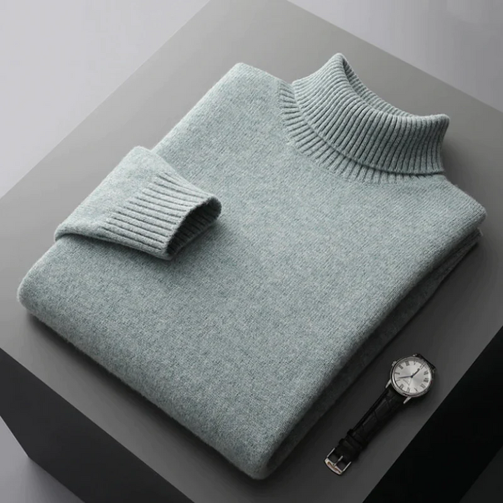 Men's Merino Wool Turtleneck Jumper – Soft Lightweight Layer – view 4