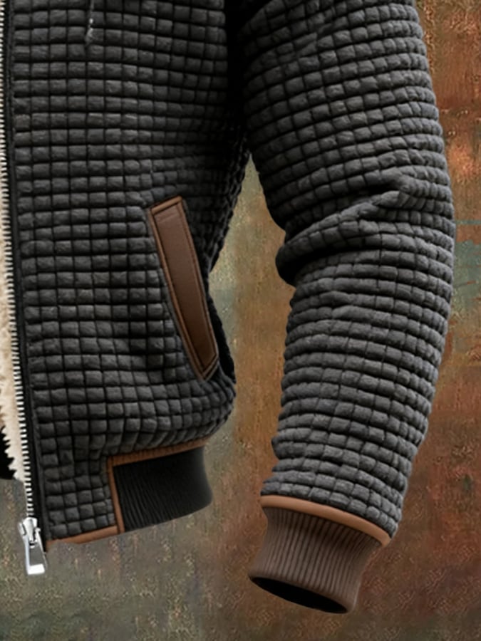 Men's Sherpa-Lined Bomber Jacket – Fleece Warmth – Leather Trim – view 8