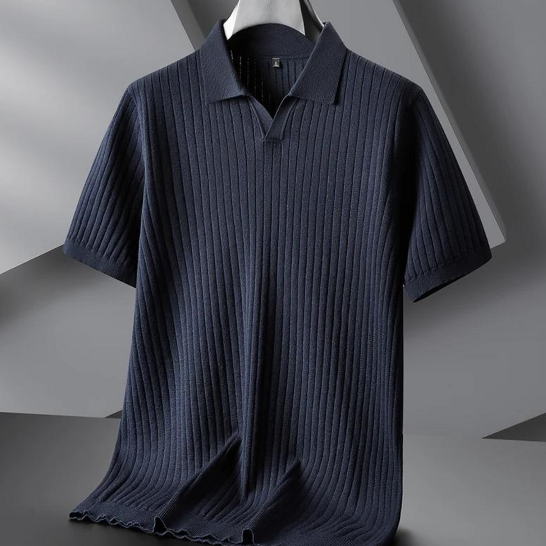 Men's Knitted Polo Shirt – Breathable Ribbed Summer Knit – view 12