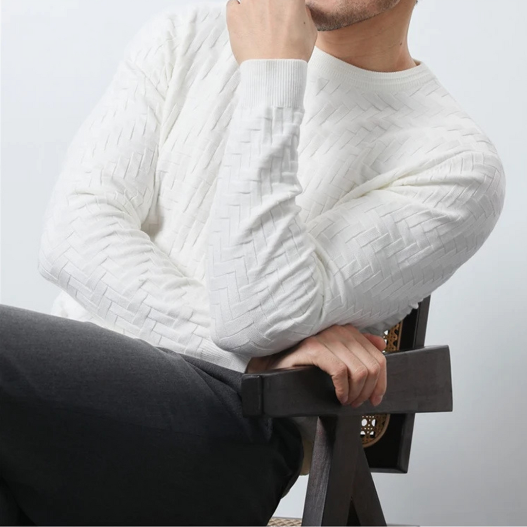 Men's Textured Knit Crew Neck Jumper – Mid-Weight Layering – view 6
