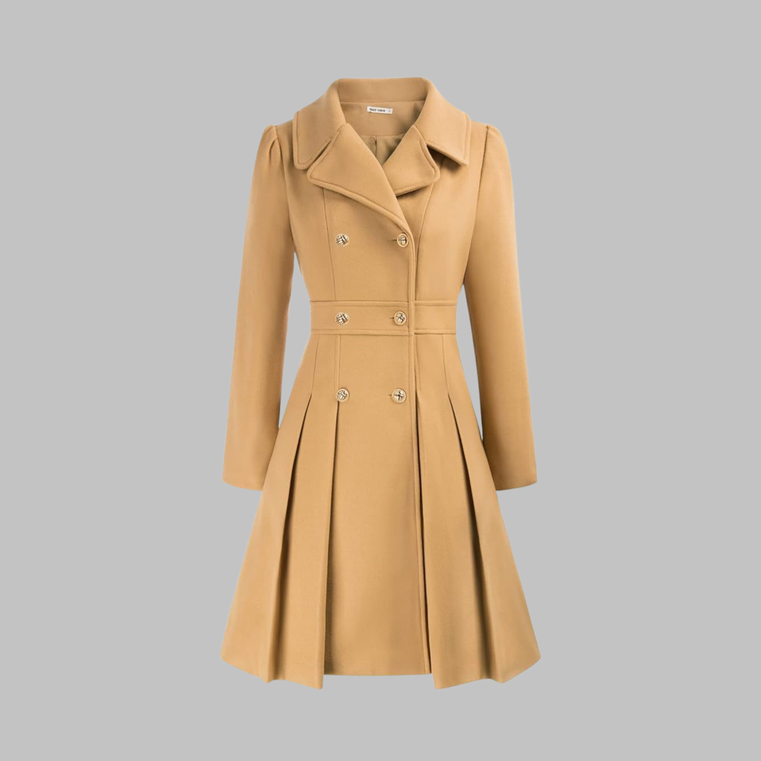 Women's Double Button Long Sleeve Coat - Elegant & Timeless