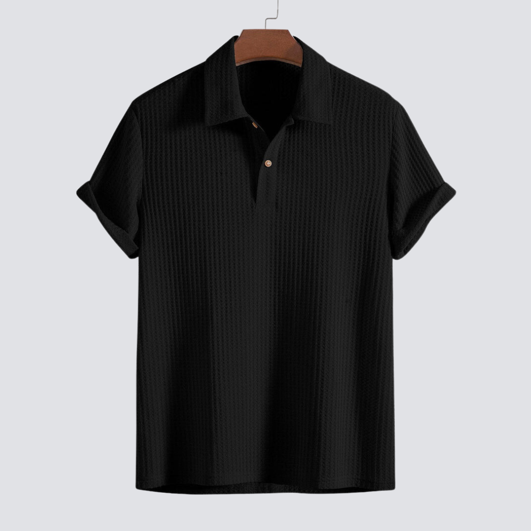 Men's Waffle Knit Polo Shirt – Textured Cotton Smart Casual – view 2