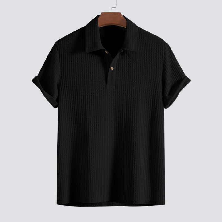 Men's Waffle Knit Polo Shirt – Textured Cotton Smart Casual – view 2