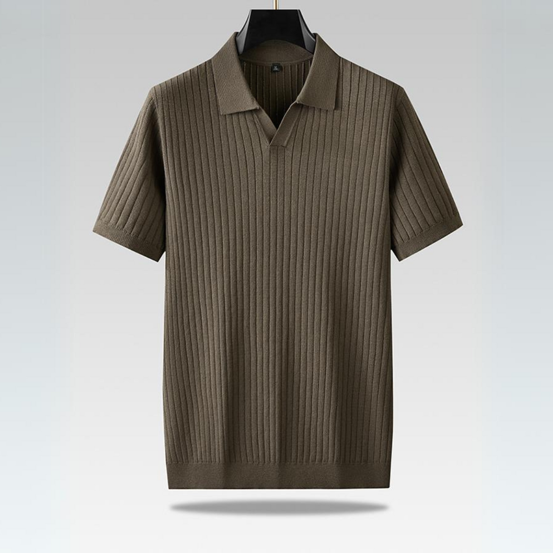 Men's Knitted Polo Shirt – Breathable Ribbed Summer Knit – view 4