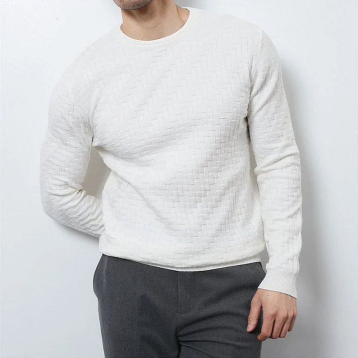 Men's Textured Knit Crew Neck Jumper – Mid-Weight Layering – view 4