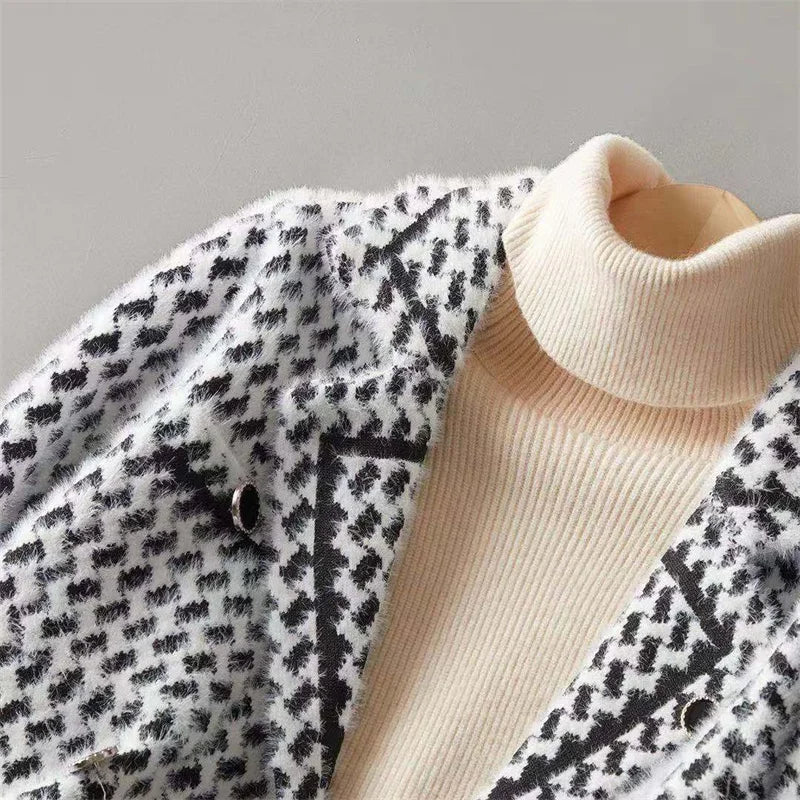 Women's Houndstooth Knit Jacket – Tailored Blazer-Style Layer – view 5