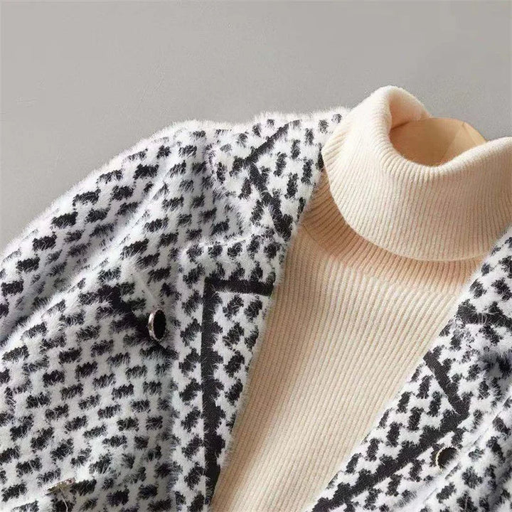 Women's Houndstooth Knit Jacket – Tailored Blazer-Style Layer – view 5