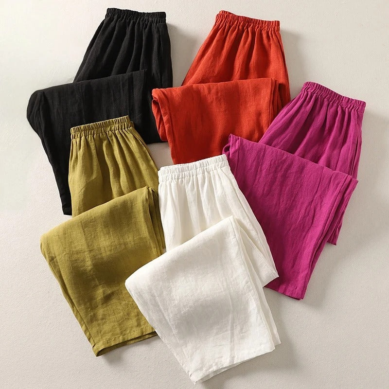 Women's Relaxed Linen Trousers – Breathable Elasticated Waist – view 6