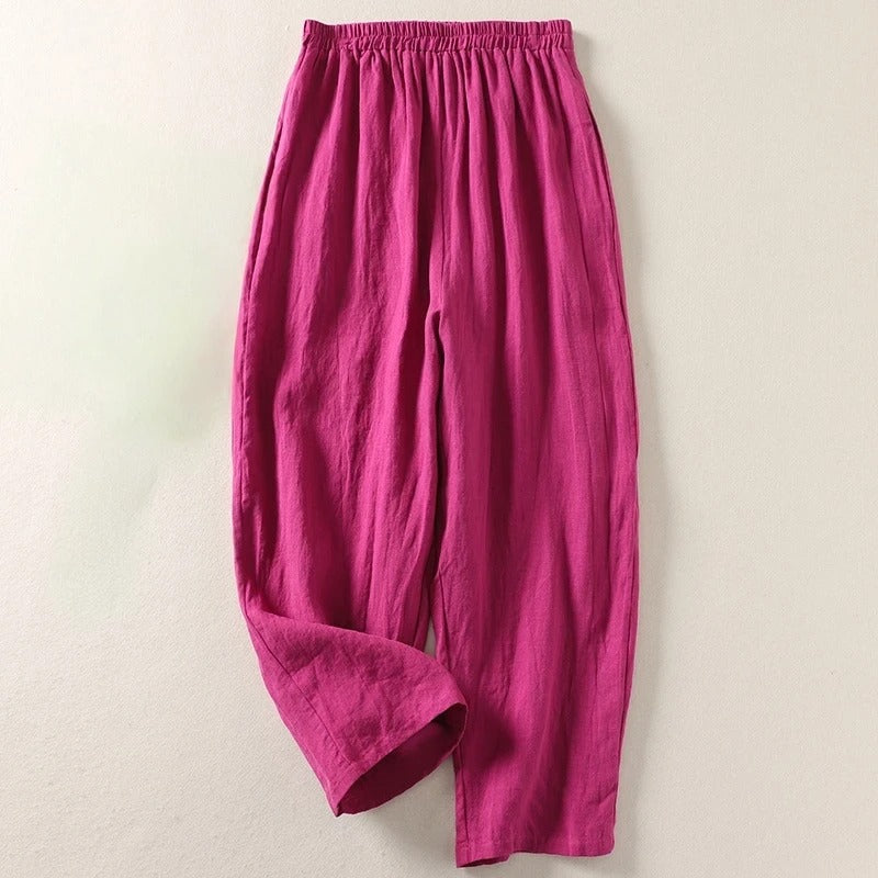 Women's Relaxed Linen Trousers – Breathable Elasticated Waist – view 4