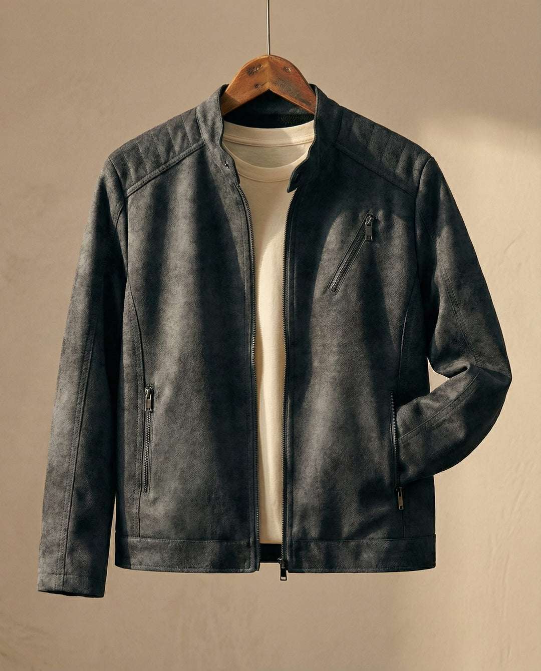 Men's Suede Jacket – Zip-Front Tailored Layering Jacket – view 3