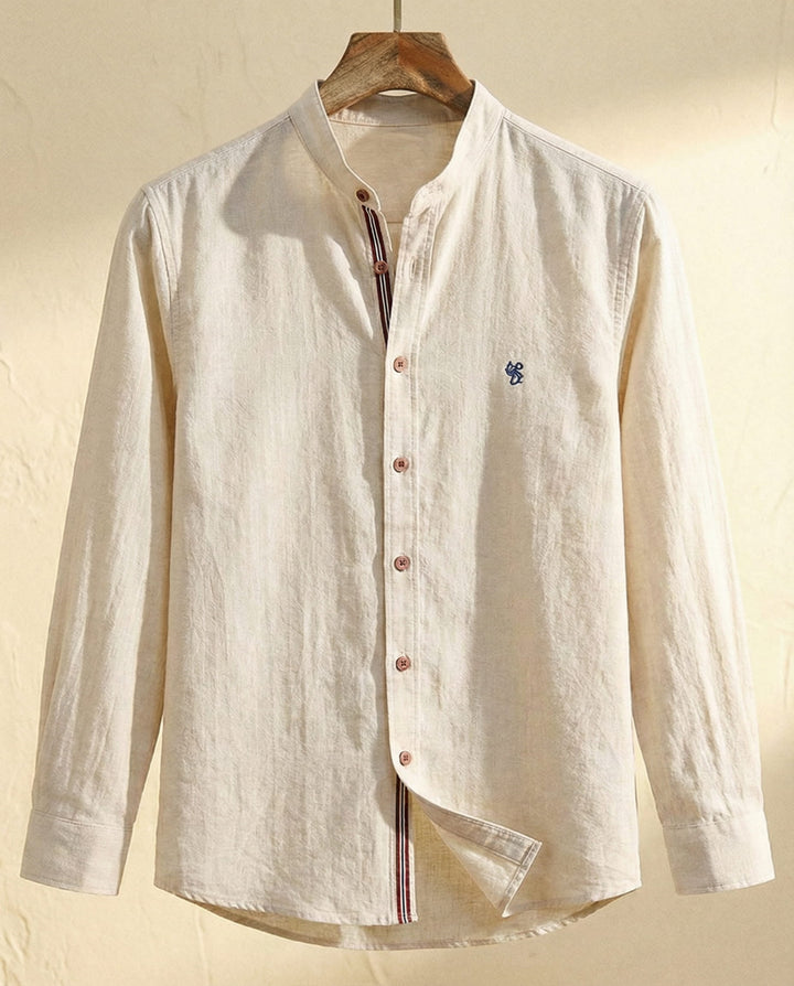 Men's Cotton Band Collar Shirt – Grandad Collar Casual Shirt – view 2