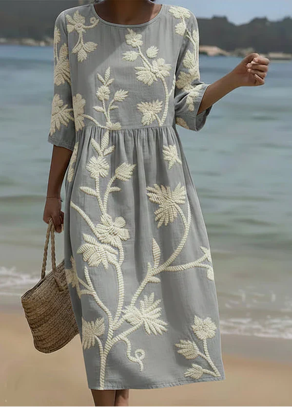Women's Floral Midi Dress - Effortless Elegance for Everyday