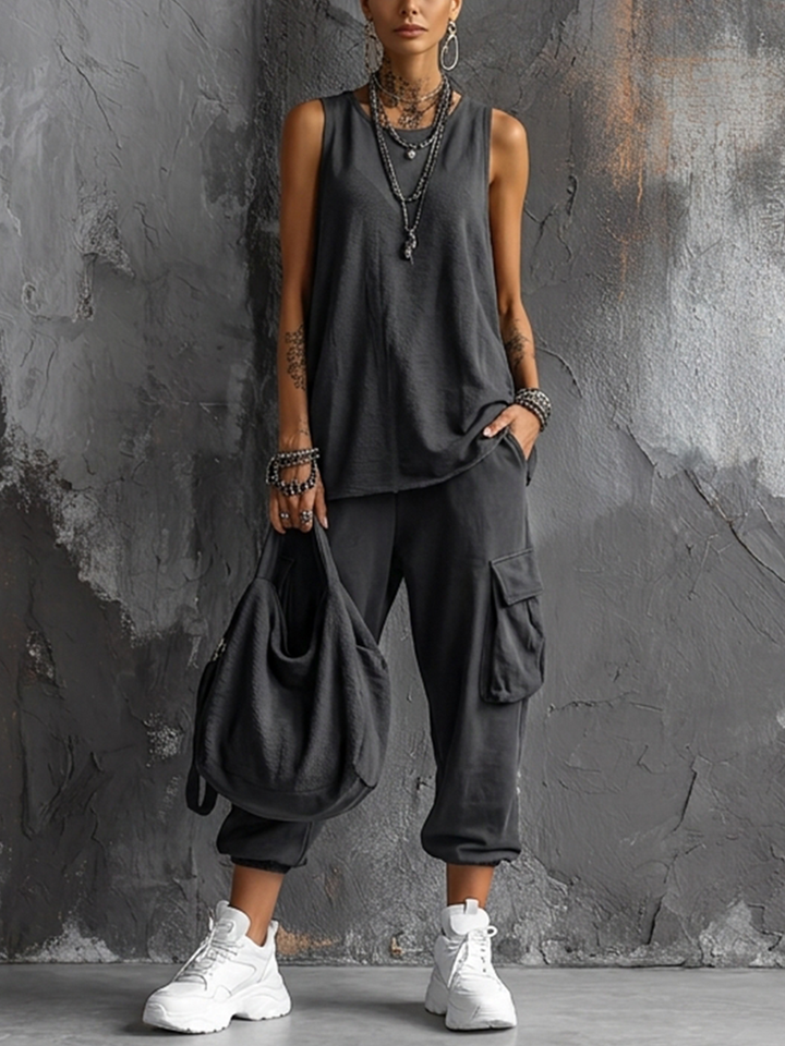 Women's Cotton-Blend Casual Two-Piece Set - Everyday Comfort