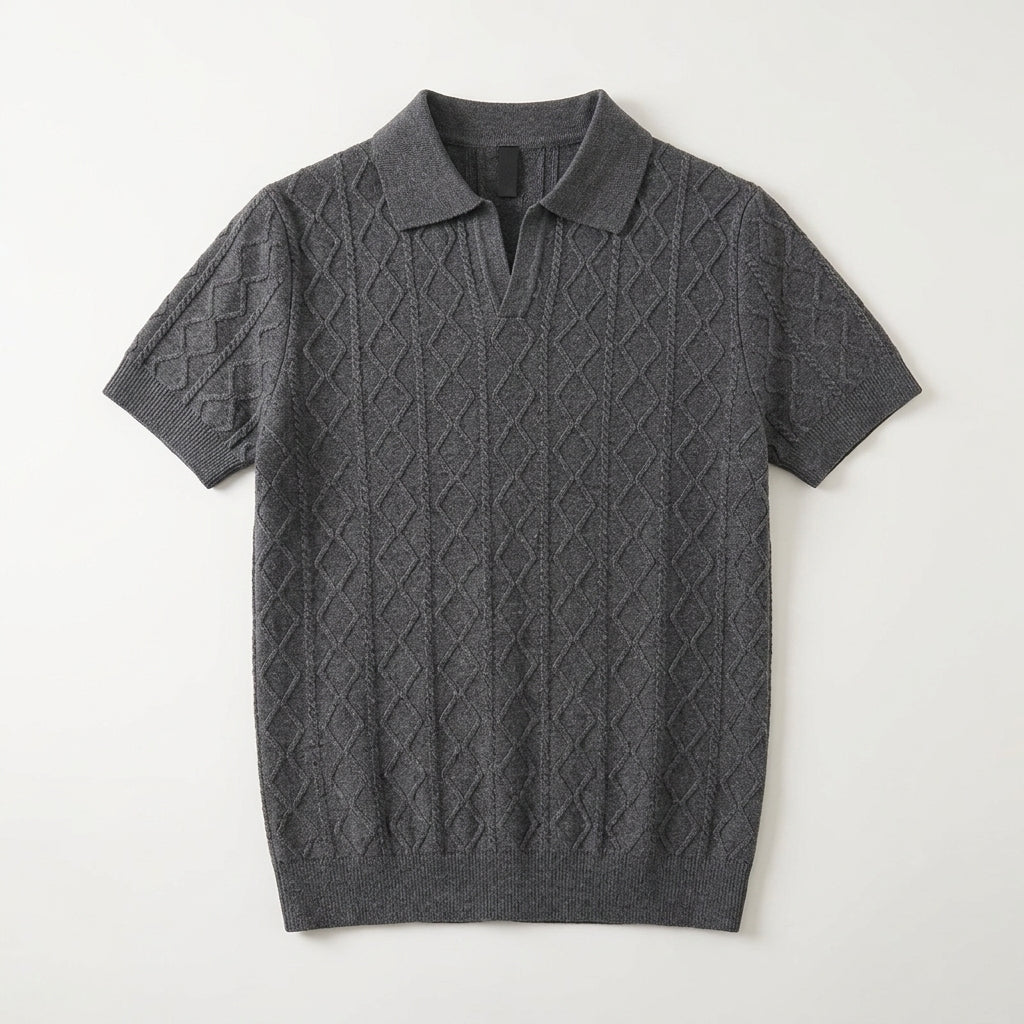 Men's Textured Knit Polo Shirt – Smart-Casual Short Sleeve – view 2