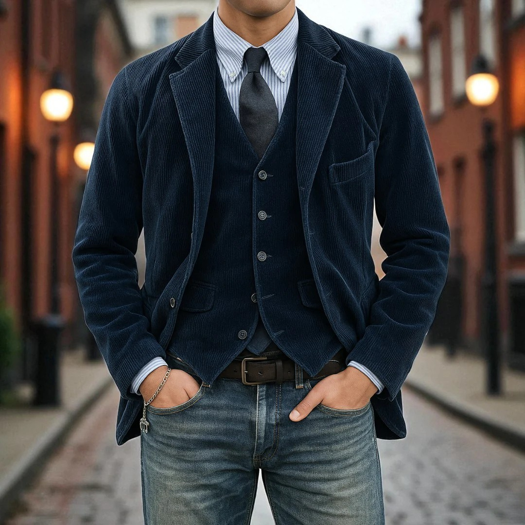 Men's Corduroy Blazer & Waistcoat Set – Two-Piece Tailored Co-ord – view 8