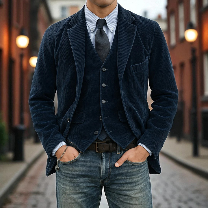 Men's Corduroy Blazer & Waistcoat Set – Two-Piece Tailored Co-ord – view 8