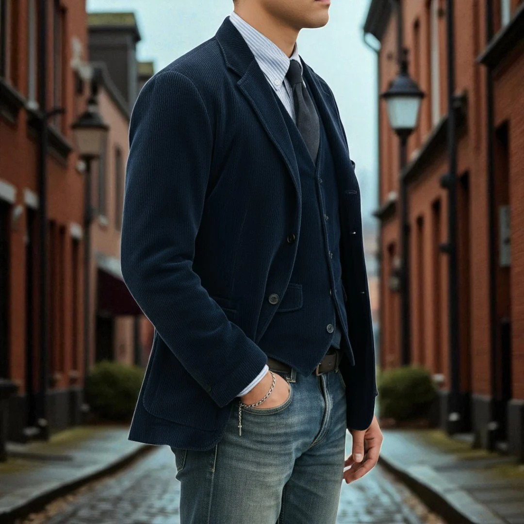Men's Corduroy Blazer & Waistcoat Set – Two-Piece Tailored Co-ord – view 7