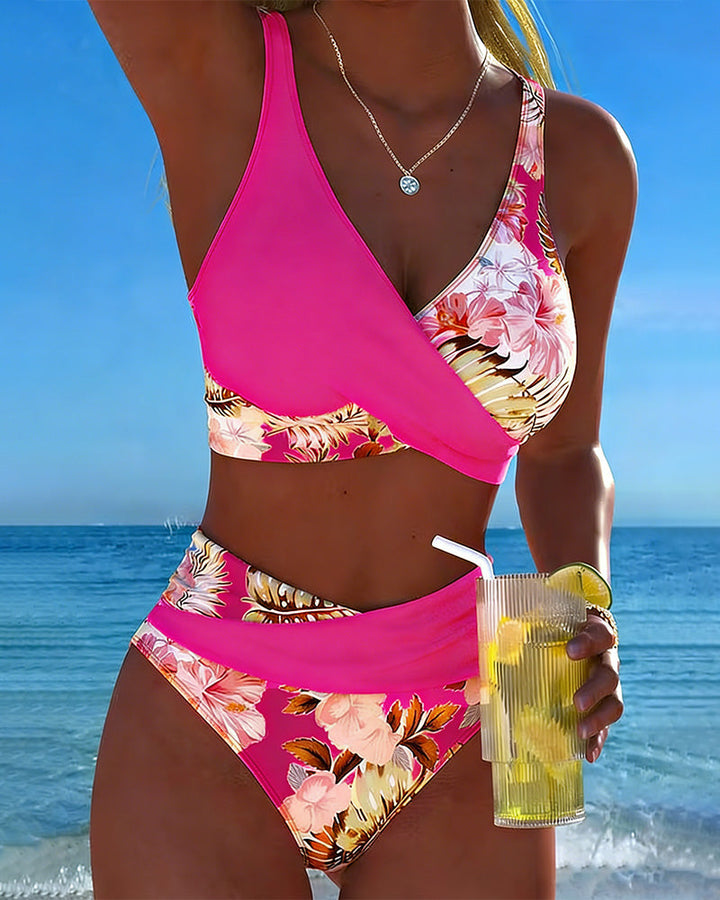 Women's Floral Wrap Bikini Set - Soft Feminine Charm