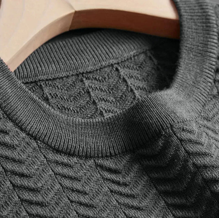 Men's Chevron Knit Tee – Textured Jacquard Smart Casual Top – view 9
