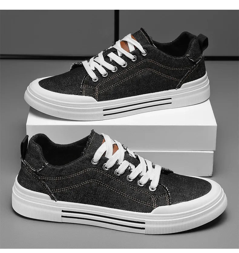 Men's Denim Trainers – Casual Low-Top Sneakers with Grip Sole – view 12
