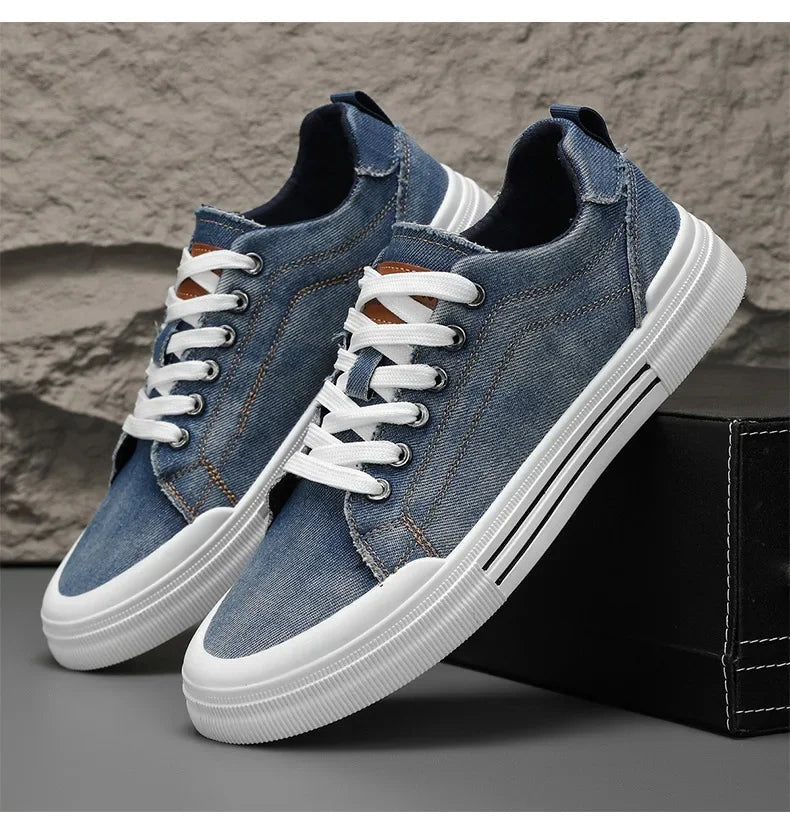 Men's Denim Trainers – Casual Low-Top Sneakers with Grip Sole – view 10