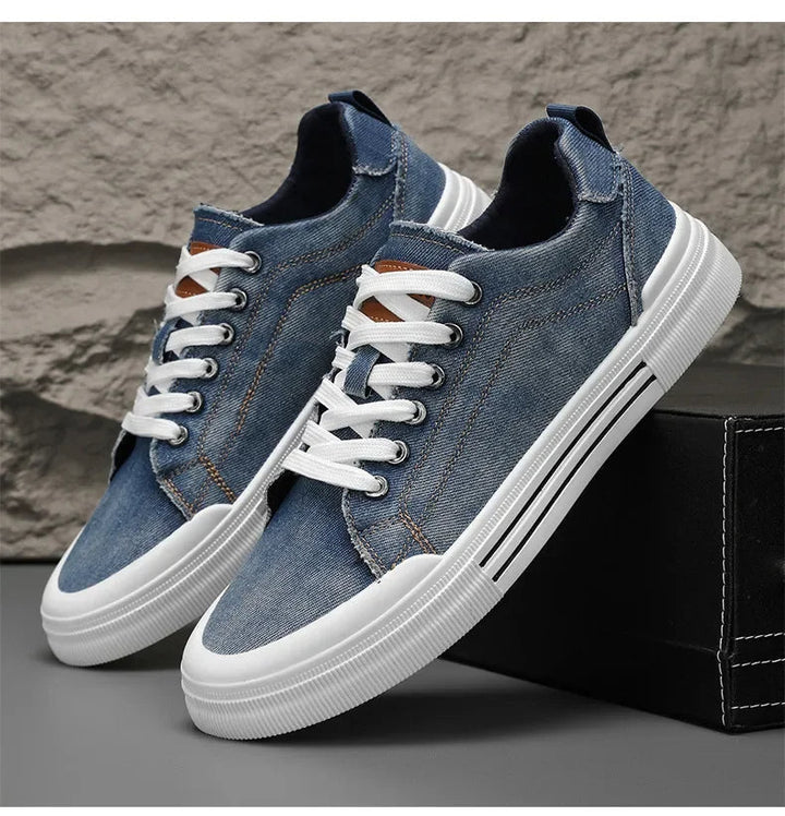 Men's Denim Trainers – Casual Low-Top Sneakers with Grip Sole – view 10