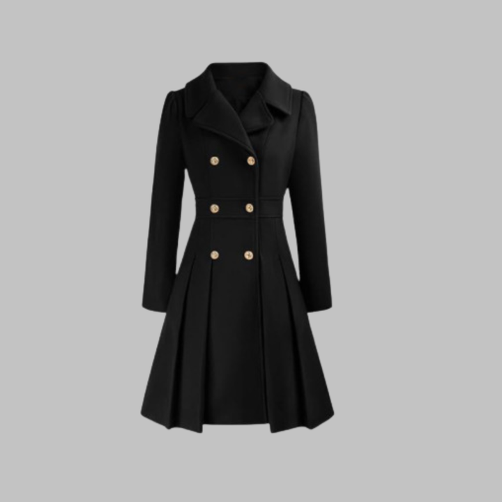 Women's Double Button Long Sleeve Coat - Elegant & Timeless