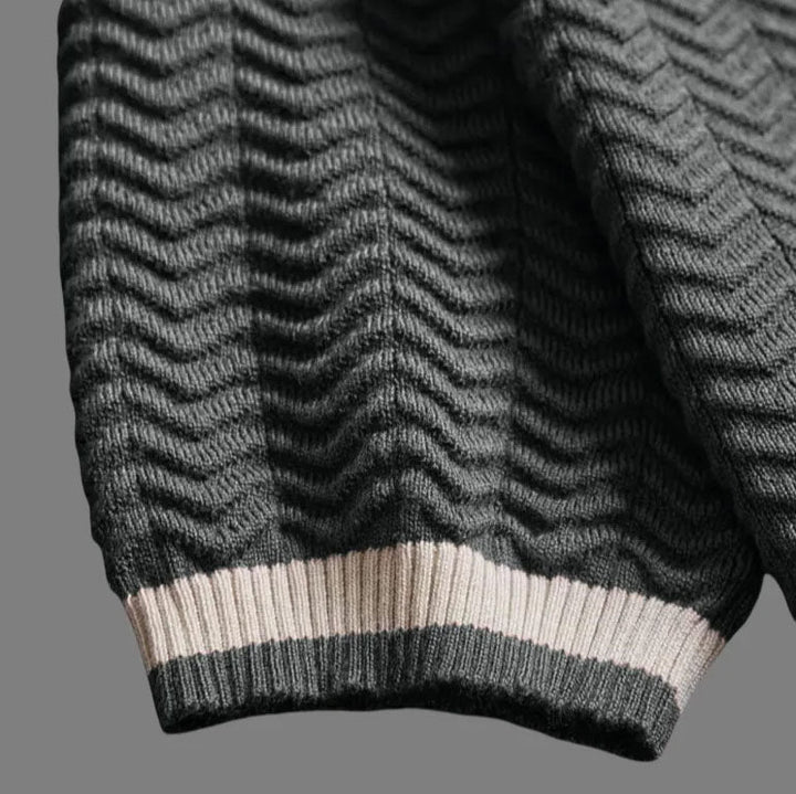 Men's Chevron Knit Tee – Textured Jacquard Smart Casual Top – view 7