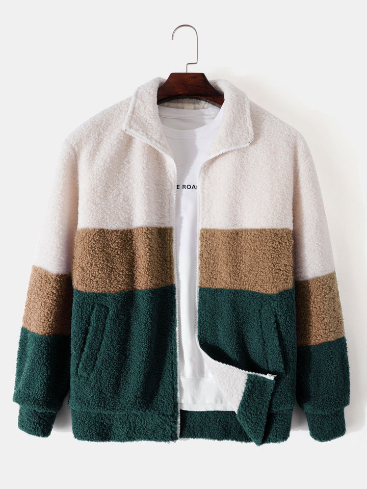 Men's Fleece Jacket – Tri-Tone Panelled Outdoor Warm Layer – view 2