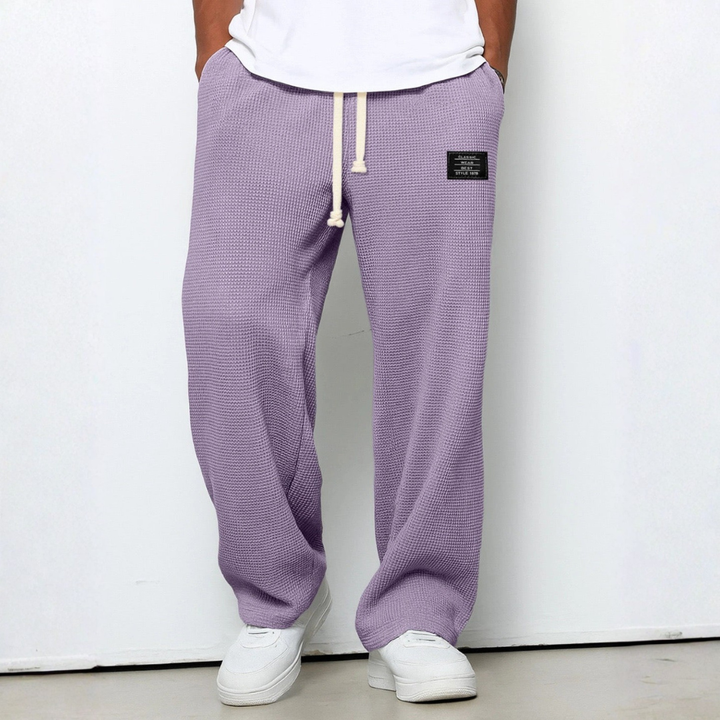 Men's Waffle-Knit Cotton Trousers - Relaxed Casual Joggers – view 5