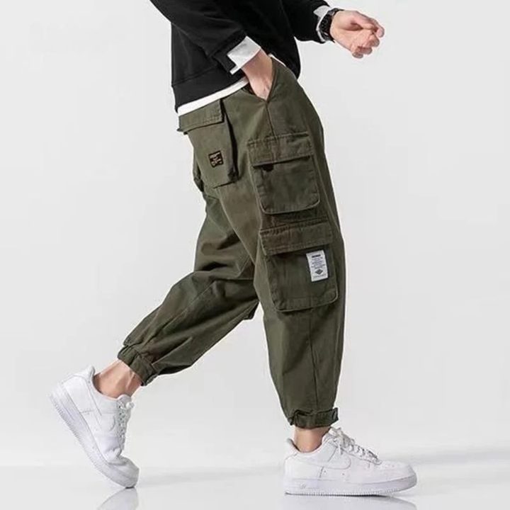 Men's Heavyweight Cotton Cargo Joggers – Tapered Utility Trousers – view 2