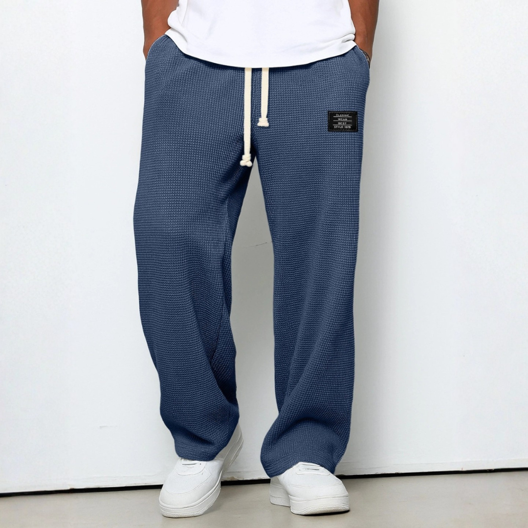 Men's Waffle-Knit Cotton Trousers - Relaxed Casual Joggers – view 9