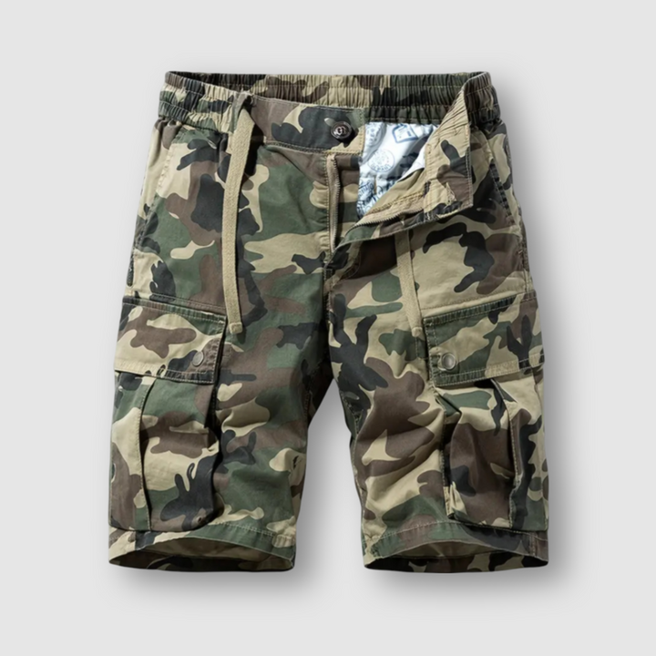 Men's Cotton Camo Cargo Shorts – Drawstring Outdoor Shorts