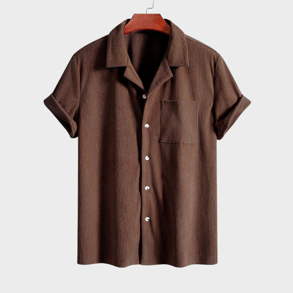 Men's Corduroy Cuban Collar Shirt – Short Sleeve Summer Staple