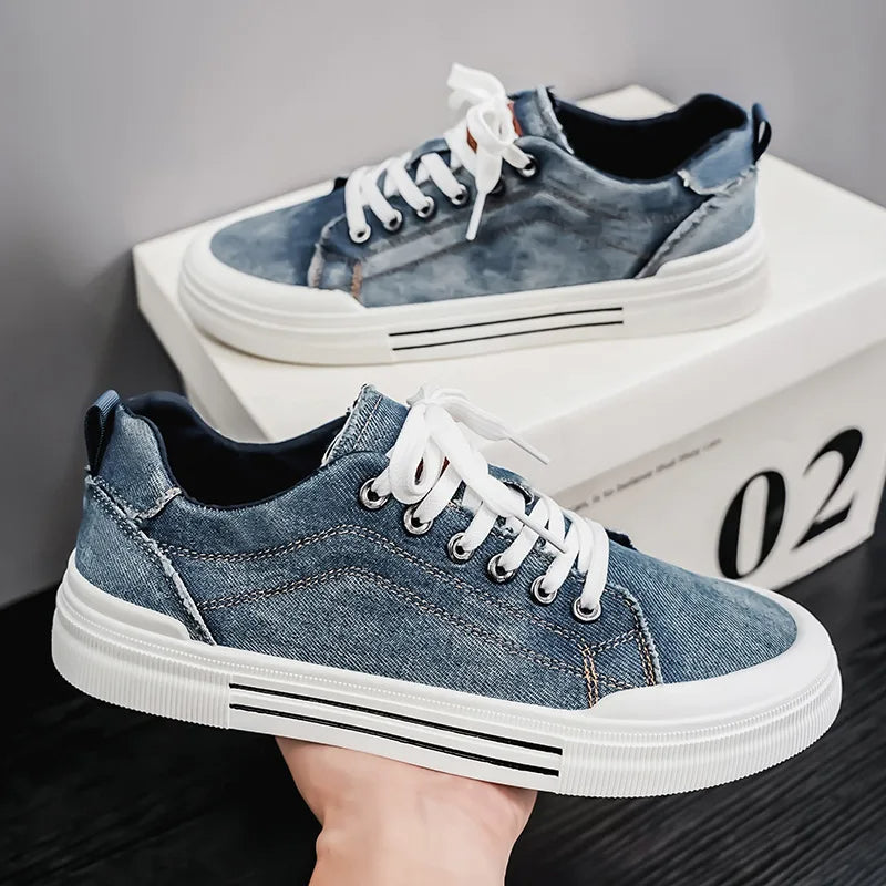 Men's Denim Trainers – Casual Low-Top Sneakers with Grip Sole – view 9