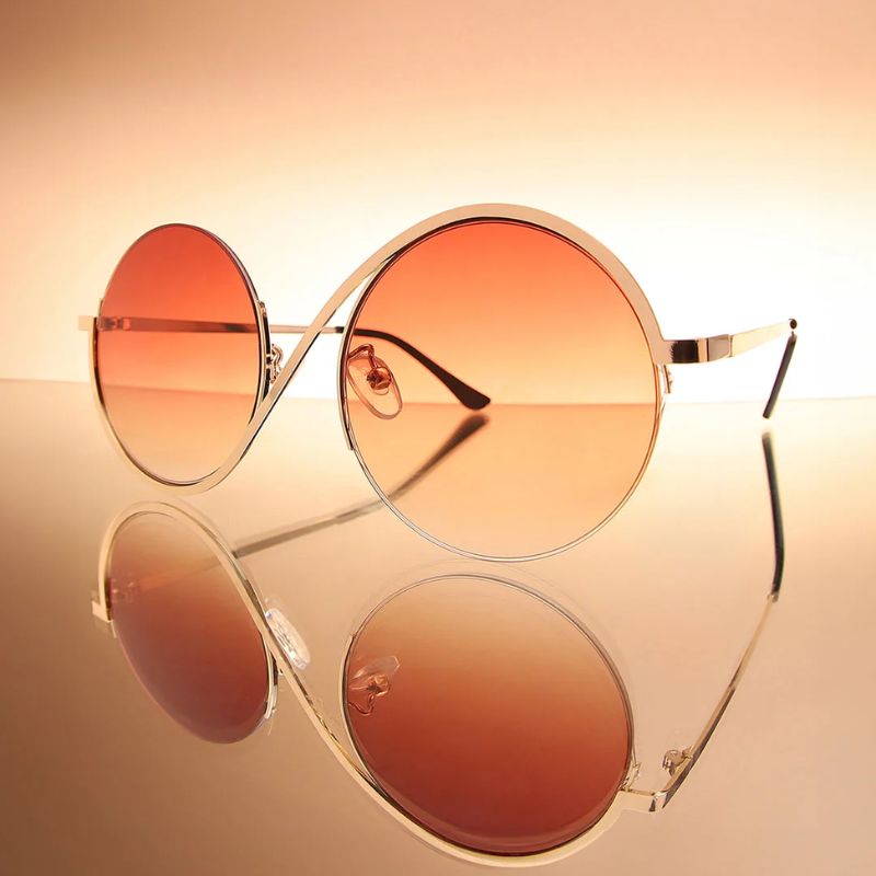 Women's Round Metal Sunglasses – Retro Gradient Lenses, UV Protection