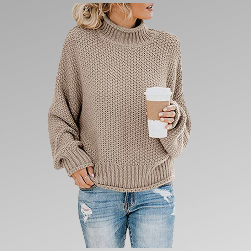 Women's High-Neck Pullover Sweater - Everyday Elegance