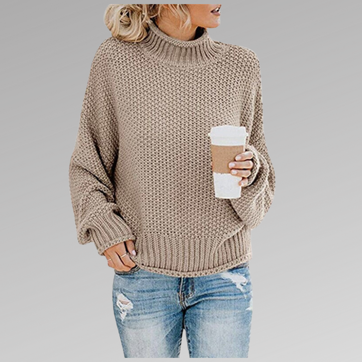 Women's High-Neck Pullover Sweater - Everyday Elegance