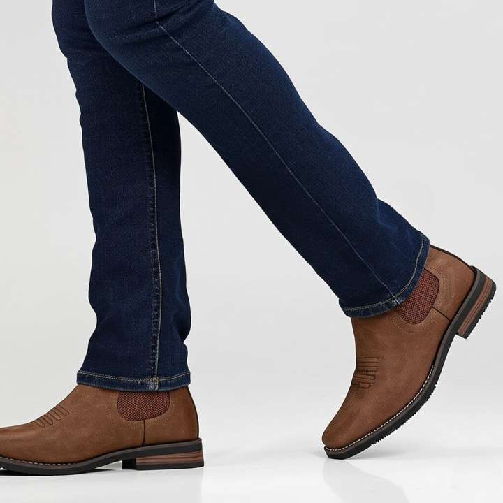 Men's Leather Chelsea Boots – Western Stitch – Stacked Sole – view 5