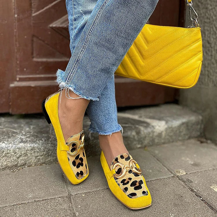 Women's Yellow Animal Print Loafer - Vibrant Everyday Style