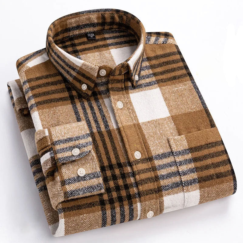Men's Brushed Cotton Flannel Shirt – Casual Overshirt – view 2