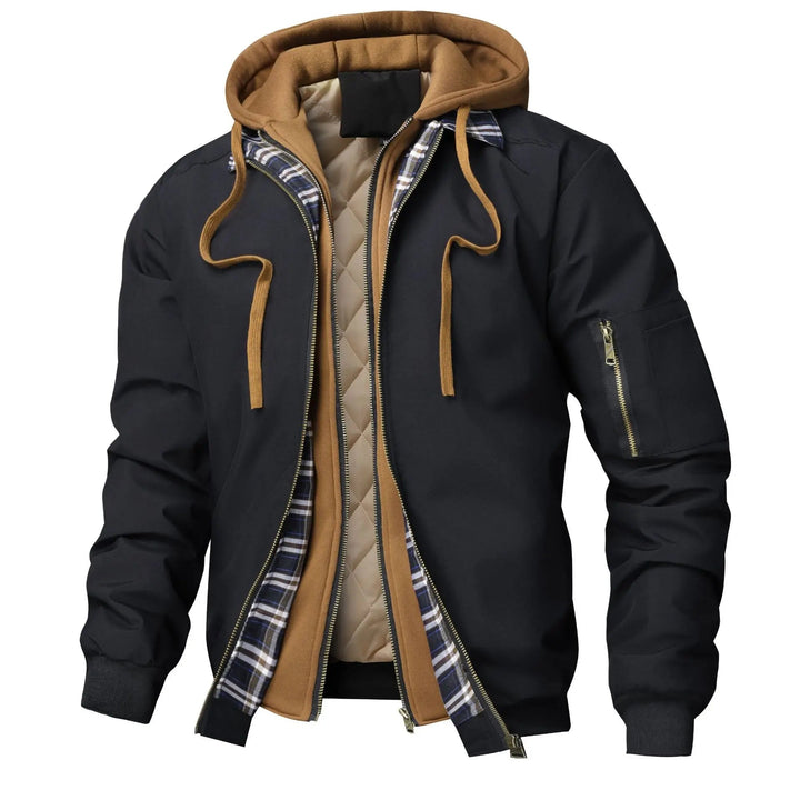 Men's Quilted Cotton Bomber Hooded Jacket – Insulated Layering – view 2