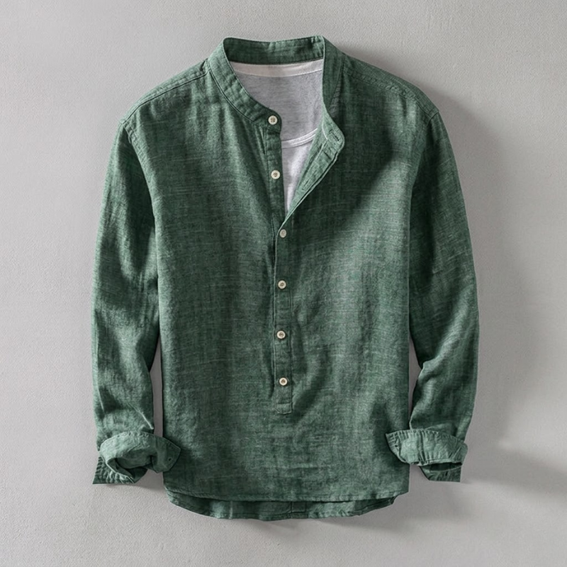 Men's Japanese Linen Henley Shirt – Breathable Summer Smart Casual – view 4