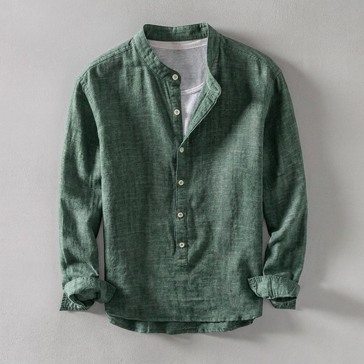 Men's Japanese Linen Henley Shirt – Breathable Summer Smart Casual – view 4