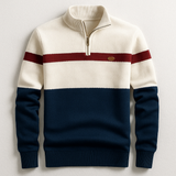 Men's Quarter-Zip Pullover – Colour-Block Cotton Jumper