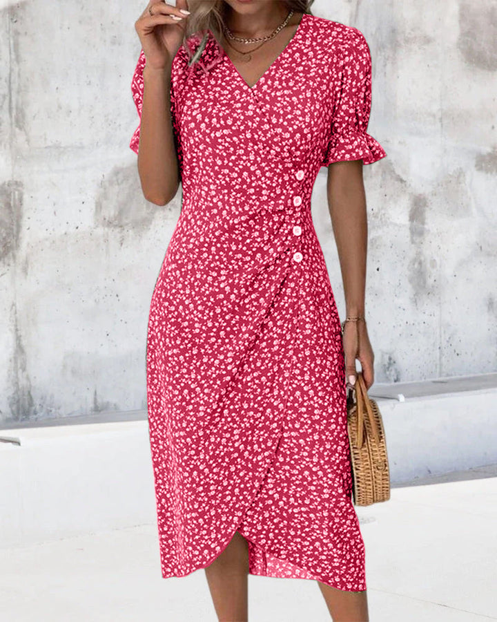 Women's Floral Print Chiffon Dress – Light Summer Occasion Wear