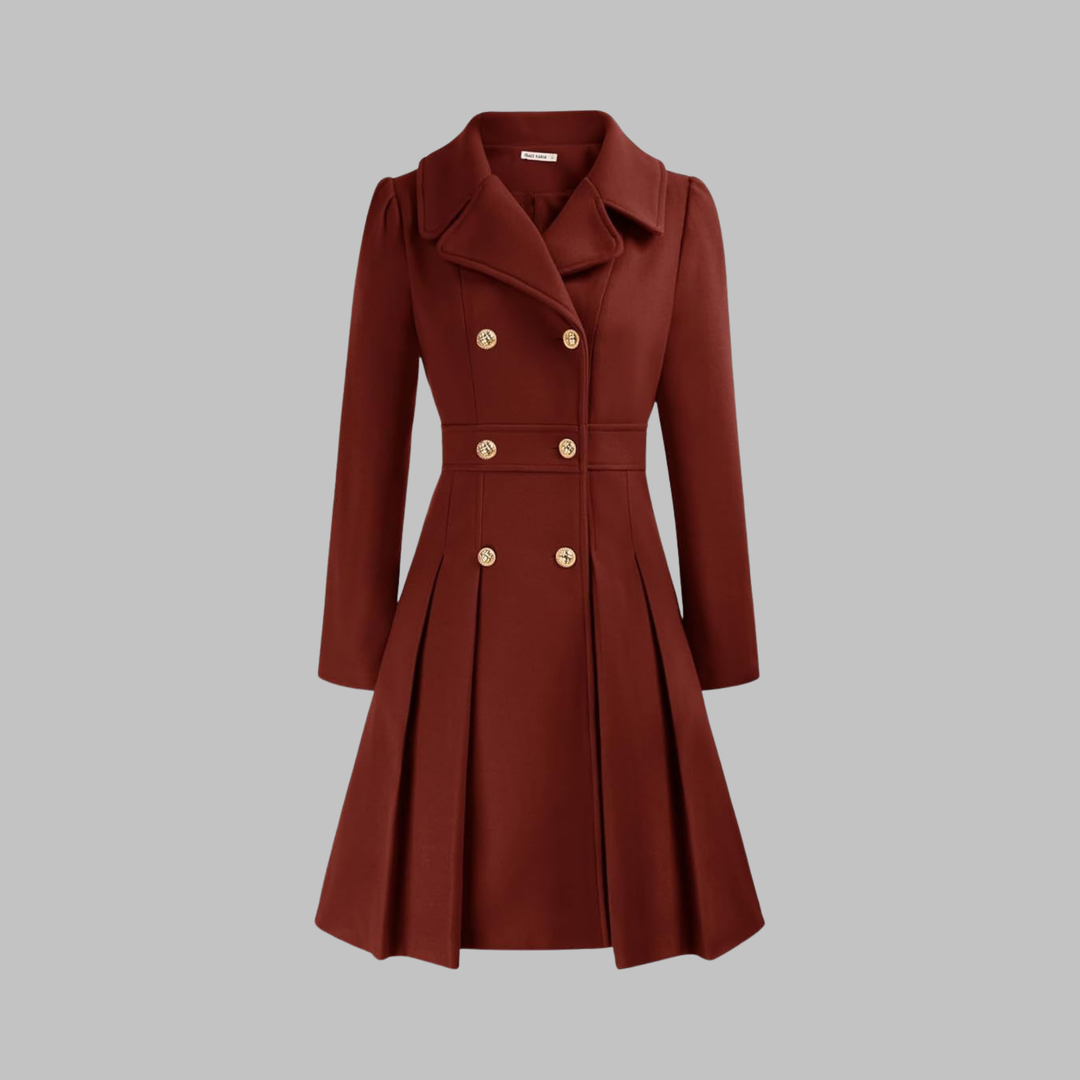 Women's Double Button Long Sleeve Coat - Elegant & Timeless