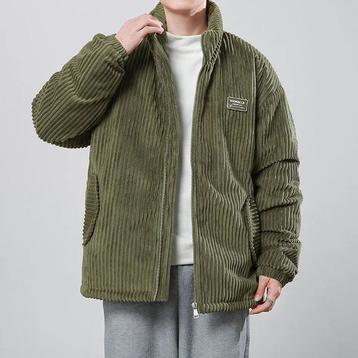 Men's Corduroy Jacket – Quilted Lining, Funnel Neck Warmth
