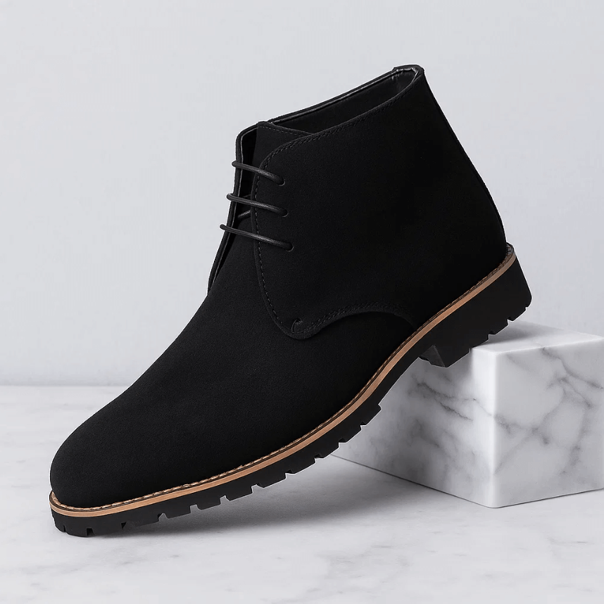 Men's Suede Chukka Boots – Cushioned Grip-Sole Boots – Blue